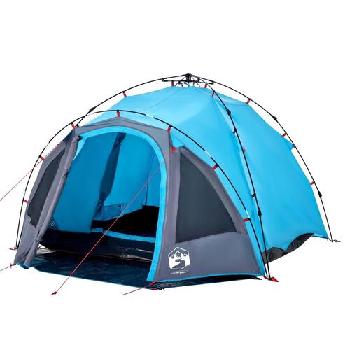 3-personers campingtelt kuppel quick-release blå
