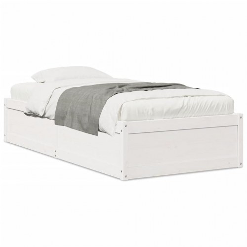 Sengeramme uden madras 100x200 cm massivt fyrretræ hvid