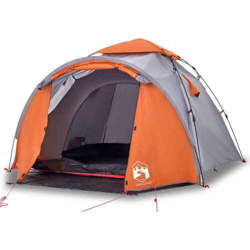 3-personers campingtelt kuppel quick-release grå og orange