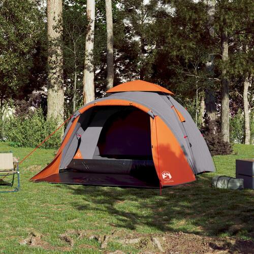 3-personers campingtelt kuppel quick-release grå og orange