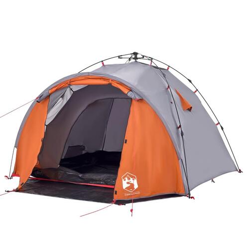 3-personers campingtelt kuppel quick-release grå og orange