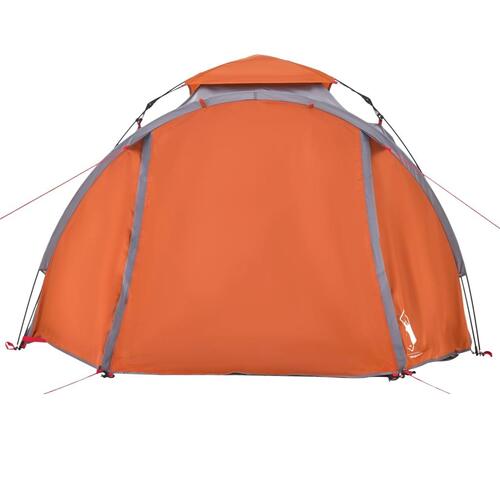 3-personers campingtelt kuppel quick-release grå og orange