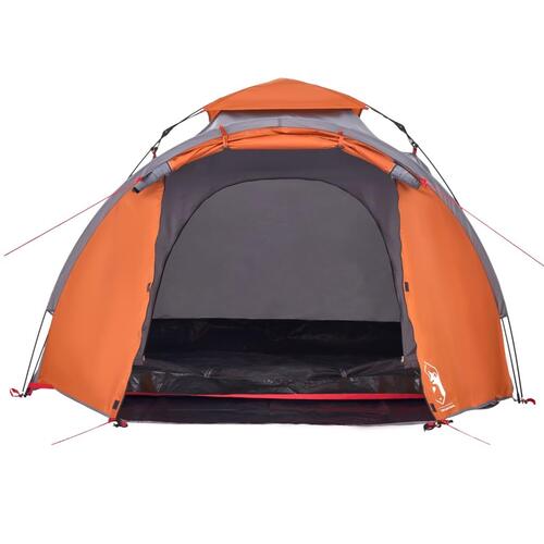 3-personers campingtelt kuppel quick-release grå og orange