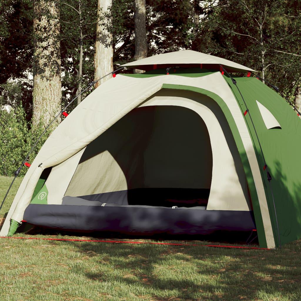 4-personers campingtelt med quick-release - grøn kuppel