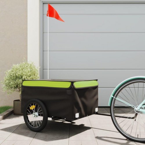 Cykelanhænger 45 kg - jern, sort/grøn
