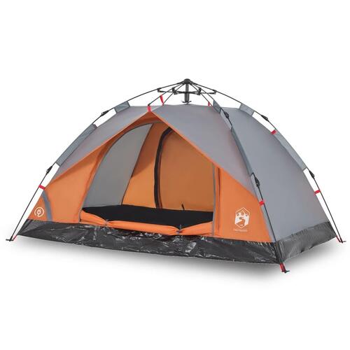 2-personers campingtelt kuppel quick-release grå og orange