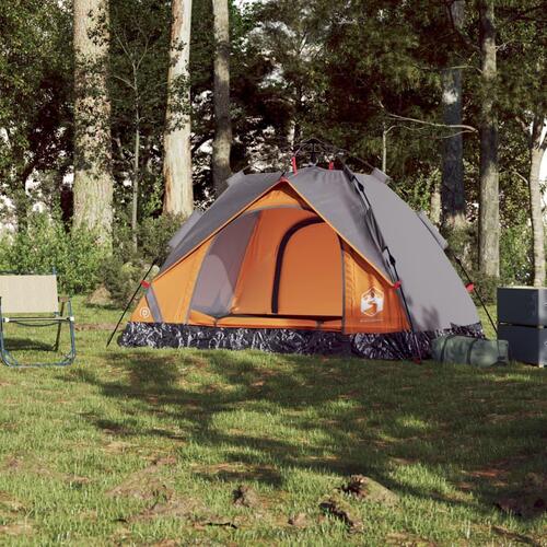 2-personers campingtelt kuppel quick-release grå og orange