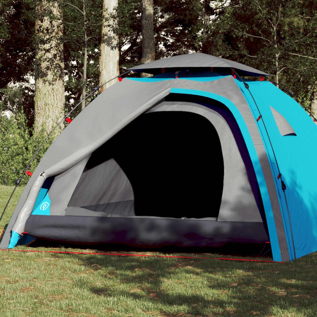 4-personers campingtelt med quick-release - blå kuppeltelt