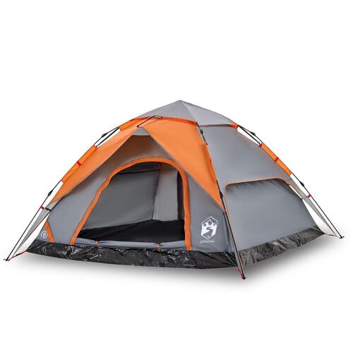 5-personers campingtelt kuppel quick-release grå og orange