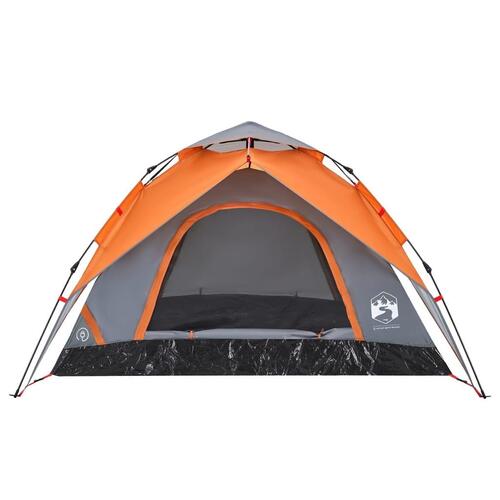 5-personers campingtelt kuppel quick-release grå og orange