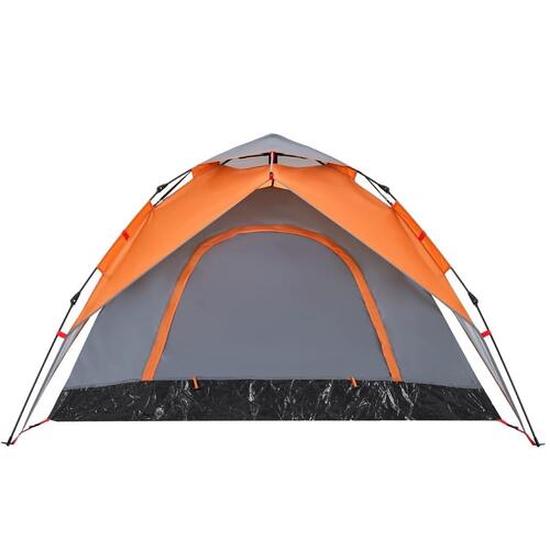 5-personers campingtelt kuppel quick-release grå og orange
