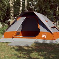 4-personers campingtelt vandafvisende grå og orange