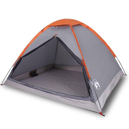4-personers campingtelt vandafvisende grå og orange