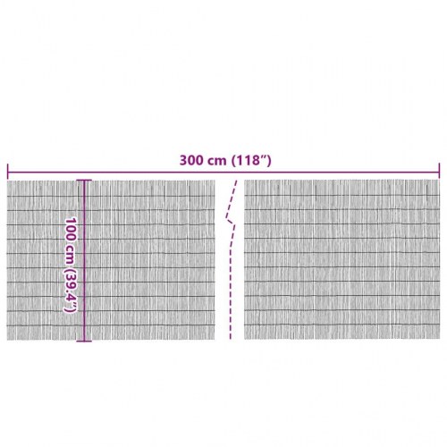 Havehegn i siv 300 × 100 cm - natur sivskærm til have og terrasse