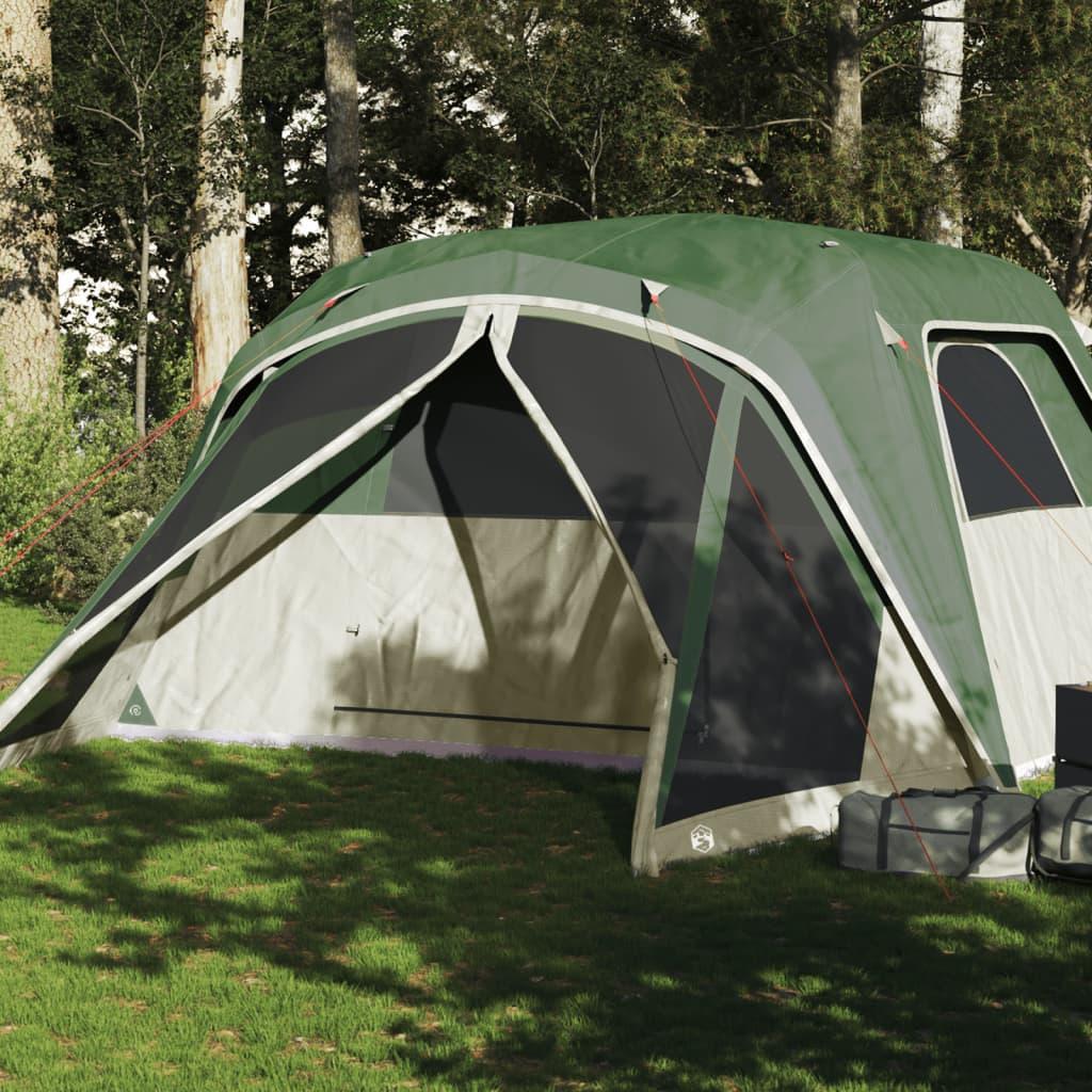 6-personers campingtelt med fortelt vandafvisende grøn