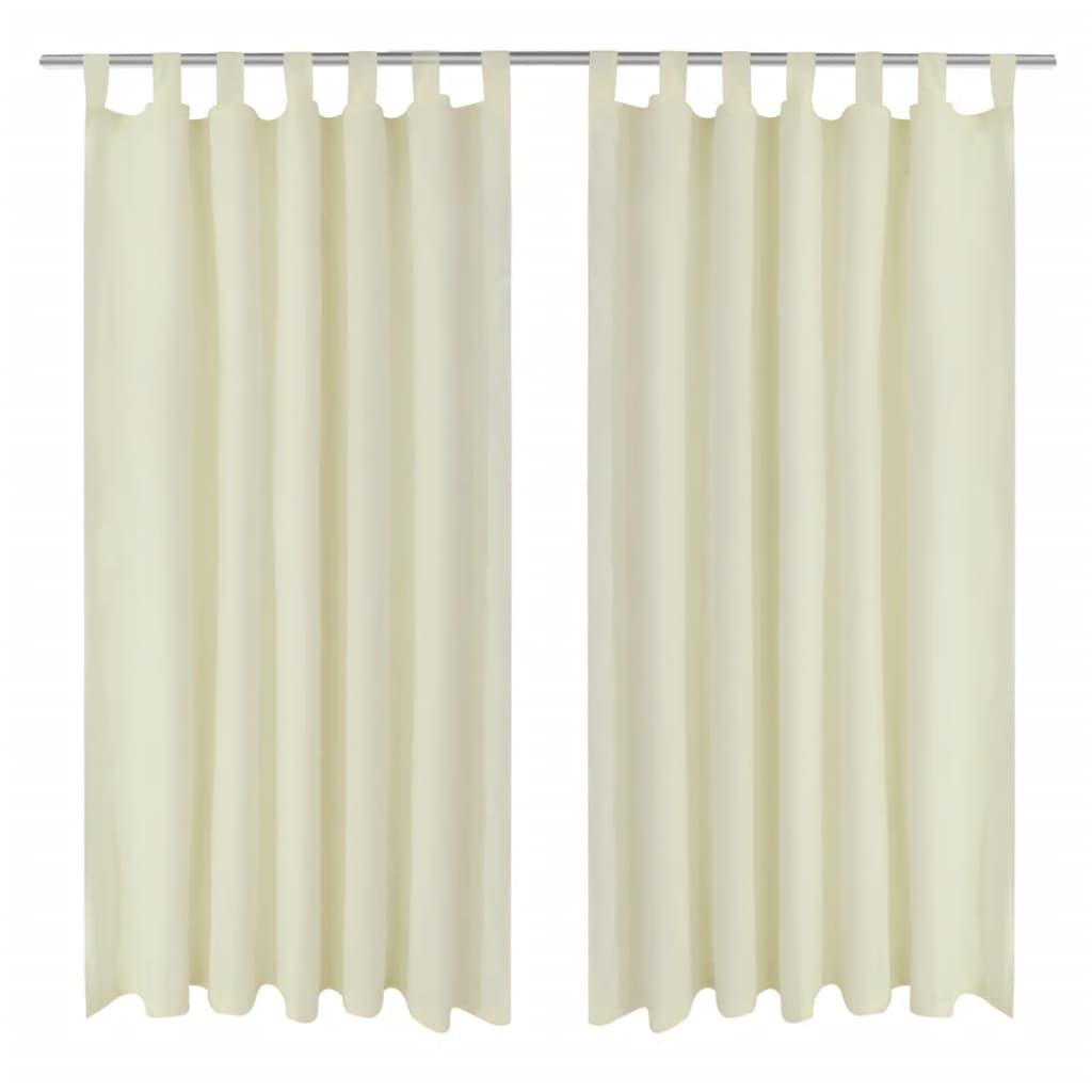 Gardiner i mikro-satin med løkker 2 stk. 140 x 225 cm cremefarvet