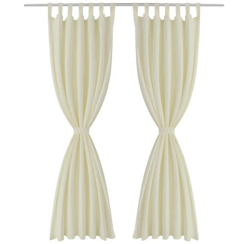 Gardiner i mikro-satin med løkker 2 stk. 140 x 225 cm cremefarvet