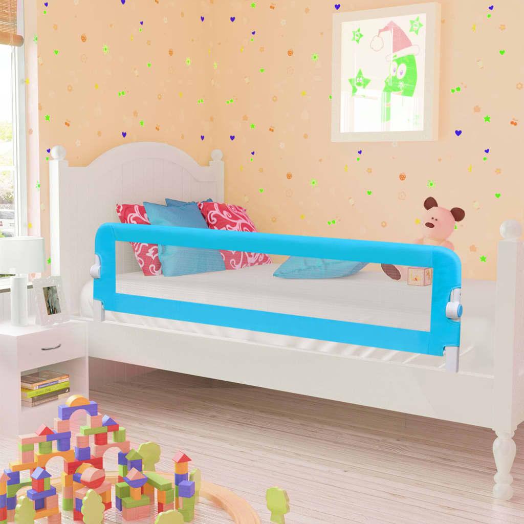 Sengegelænder til barneseng 120 x 42 cm polyester blå