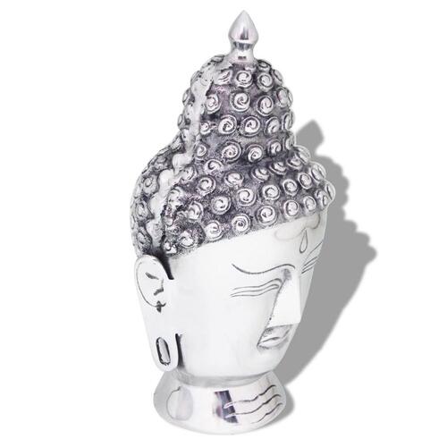 Buddhahoved-dekoration aluminium sølvfarvet