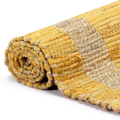 Håndlavet tæppe jute 80 x 160 cm gul
