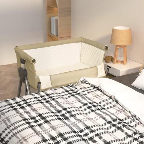 Babyseng med madras linnedstof gråbrun