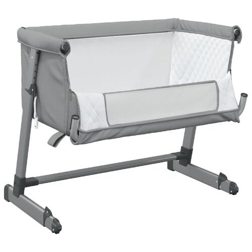 Babyseng med madras linnedstof lysegrå