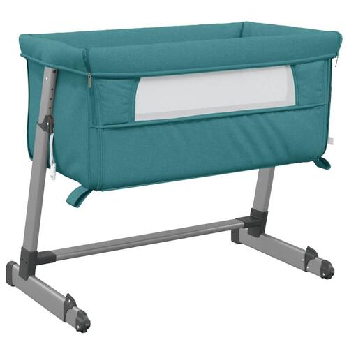 Babyseng med madras linnedstof grøn