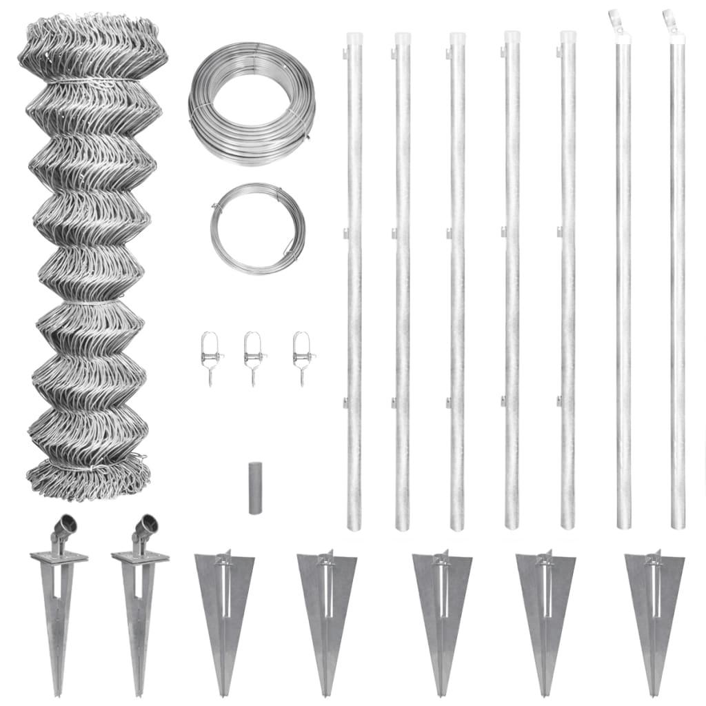 Trådhegn med stolper og spyd galvaniseret stål 15x0,8 m