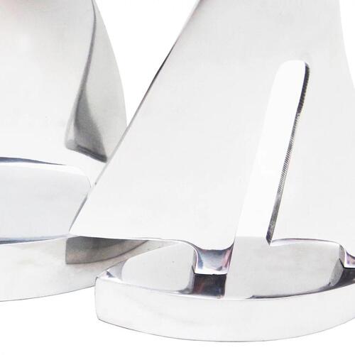 Sejlbådsdekoration i to dele aluminium sølvfarvet