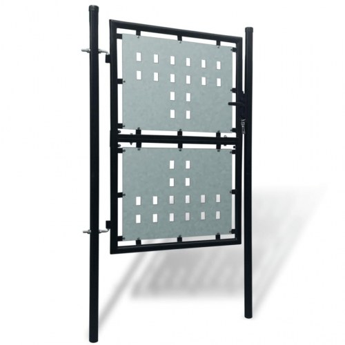 Sort hegnslåge med enkelt dør 100×125 cm - pulverlakeret stål