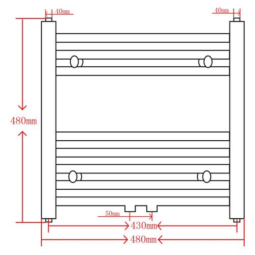 Håndklæderadiator 480x480 mm centralvarme buet grå