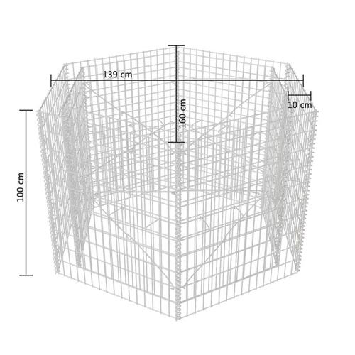 Sekskantet gabion-højbed 160x134x100 cm