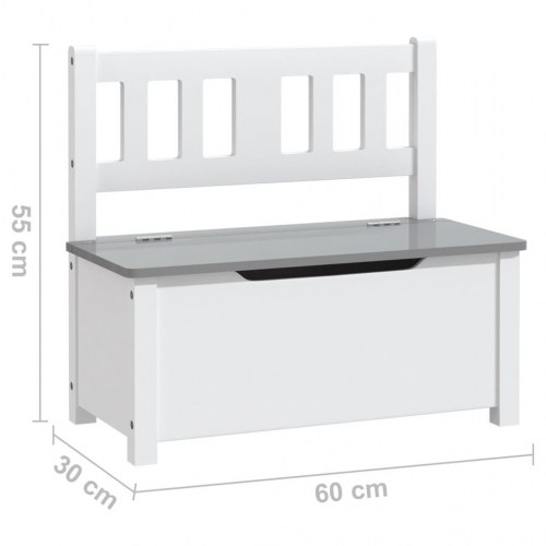 Opbevaringsbænk til børn 60x30x55 cm MDF hvid og grå