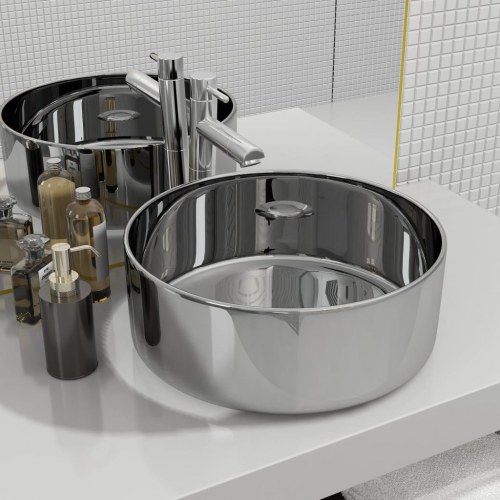 Håndvask 40 x 15 cm keramik sølvfarvet