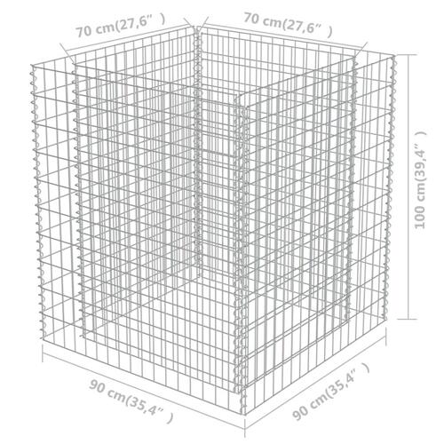 Gabion-højbed 90x90x100 cm galvaniseret stål