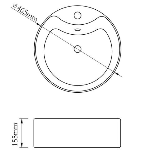 Håndvask med overløb 46,5 x 15,5 cm keramik sølvfarvet