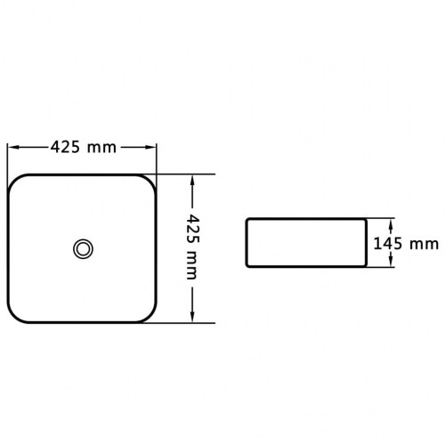Håndvask i keramik - 42,5 × 42,5 × 14,5 cm, hvid