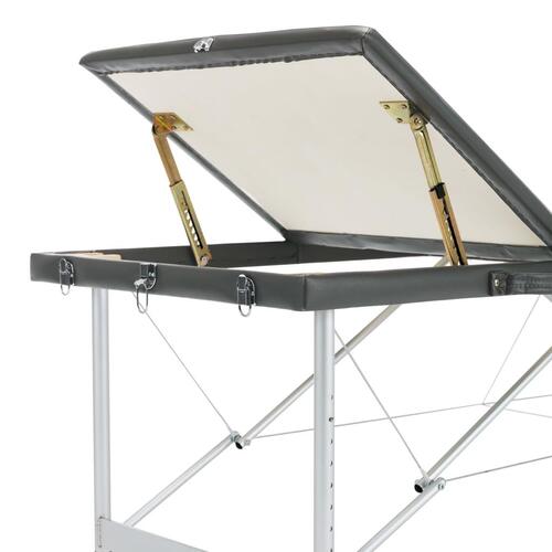 Massagebord med 3 zoner aluminiumsstel 186 x 68 cm antracitgrå