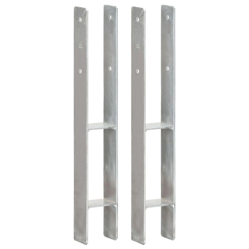 Hegnspløkker 2 stk. 8x6x60 cm galvaniseret stål sølvfarvet