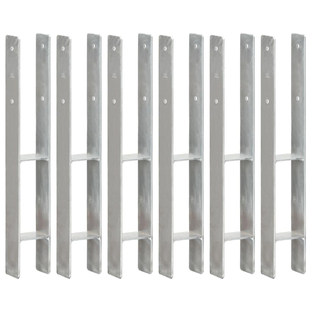 Hegnspløkker 6 stk. 8x6x60 cm galvaniseret stål sølvfarvet