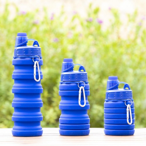 Foldbar silikoneflaske 500 ml - Bentle fra (blå)