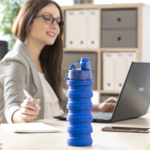 Foldbar silikoneflaske 500 ml - Bentle fra (blå)