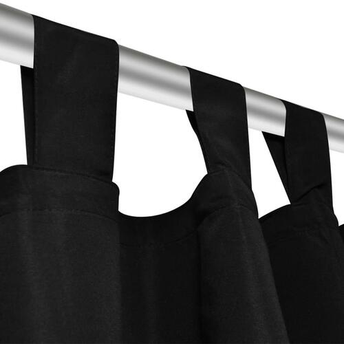 Gardiner i mikro-satin med løkker 2 stk. 140 x 175 cm sort