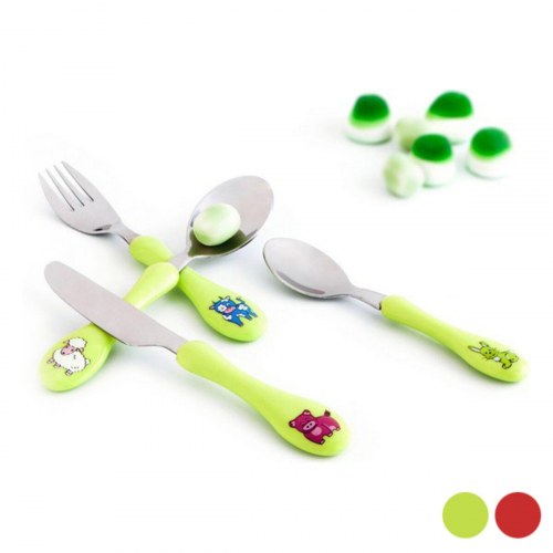 Amefa Enfant børnebestik i metal, to-farvet - fuchsia (4 dele)