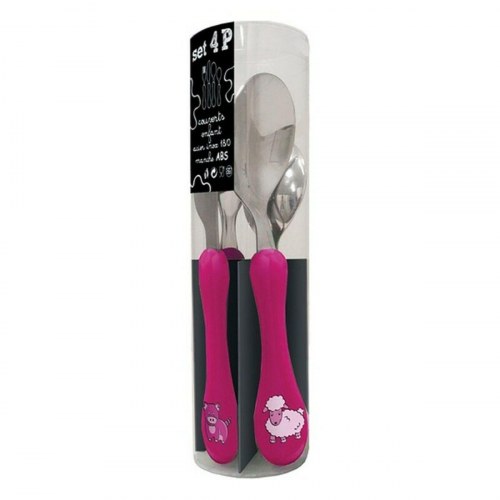Amefa Enfant børnebestik i metal, to-farvet - fuchsia (4 dele)