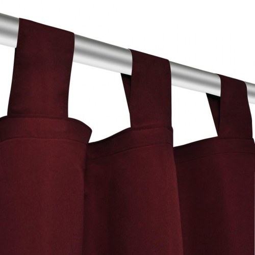Gardiner i mikro-satin med løkker 2 stk. 140 x 245 cm Bordeaux-rød