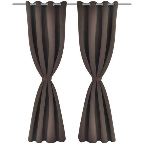 2 stk Brun Blackout Gardiner med Metal Ringe 135 x 245 cm