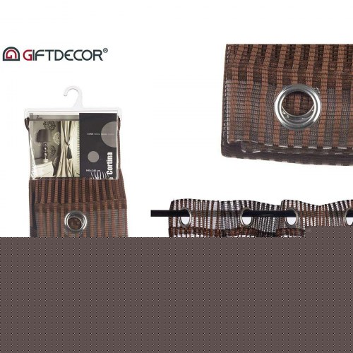 Gardiner med ringe - brun, 260 × 140 cm