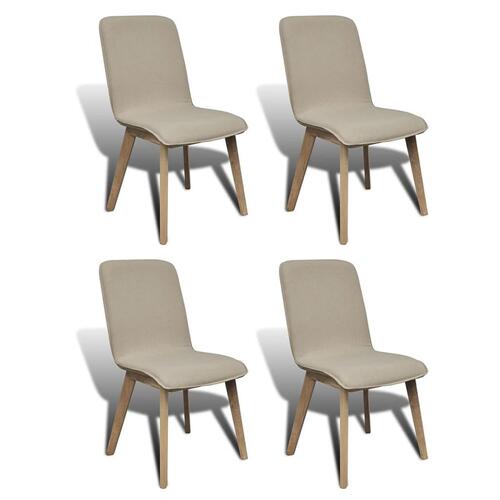 Spisebordsstole 4 stk. beige stof massivt egetræ