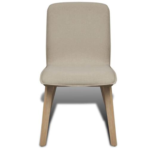Spisebordsstole 4 stk. beige stof massivt egetræ